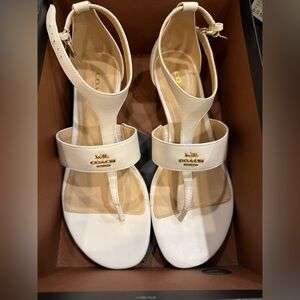 Coach Vienna Semi Matte Calf white leather sandals 6.5 NIB